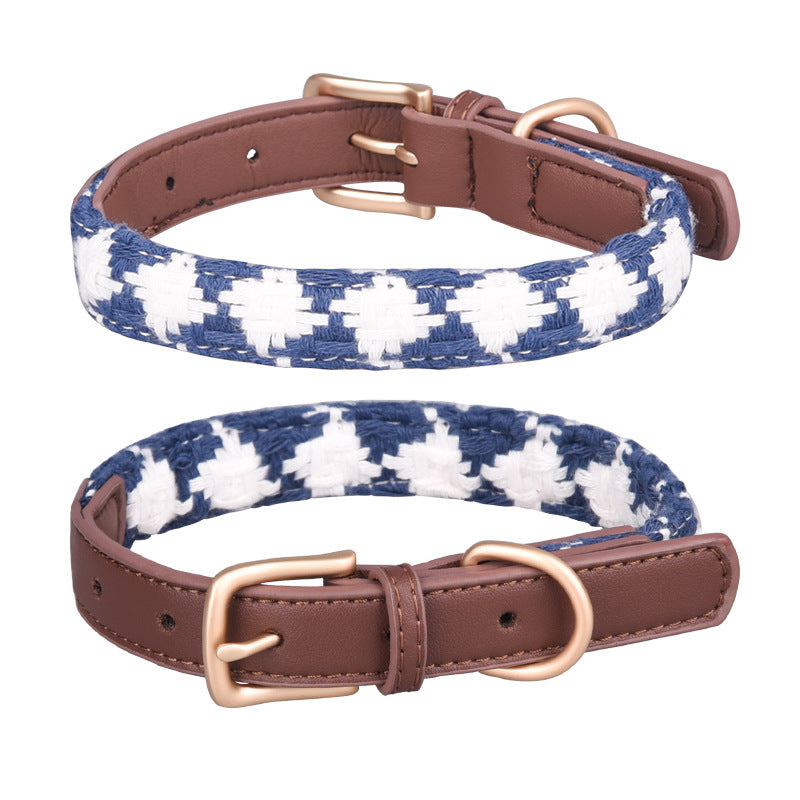KFX-2880829 Soft Woven Plaid Dog Collar in Red, Green, and Brown - Multiple Sizes Available