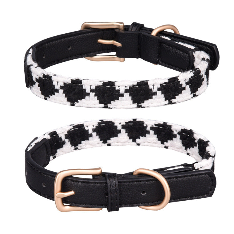 KFX-2880829 Soft Woven Plaid Dog Collar in Red, Green, and Brown - Multiple Sizes Available