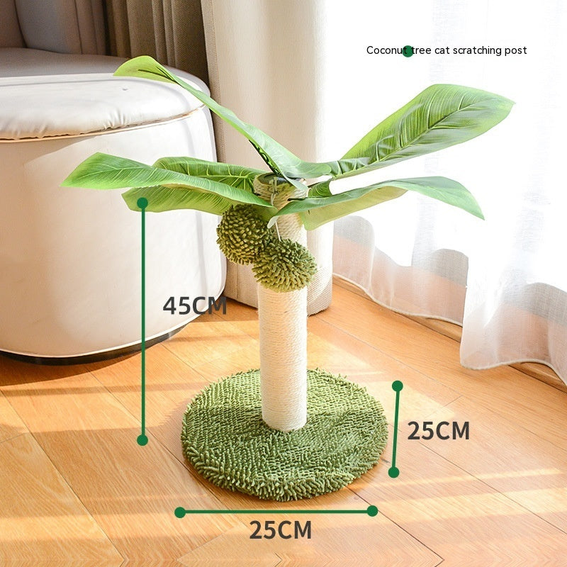 KFX-2882109 Coconut Tree Cat Climbing Frame with Nest and Scratching Rod Wooden Toy