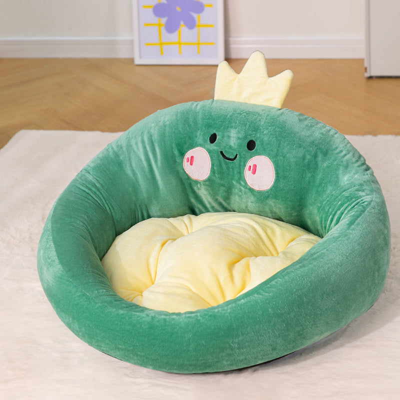 KFX-2882877 Adorable Animal-Shaped Semi-Enclosed Cat Bed with Optional Blanket and Flannel Blanket Options