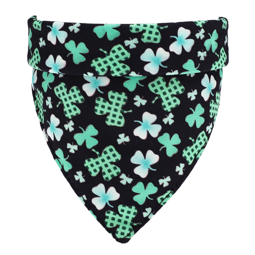 KFX-2883005 Soft Cotton Green Pet Scarf for Dogs and Cats - 48x48 cm, Neck Size 25-48 cm