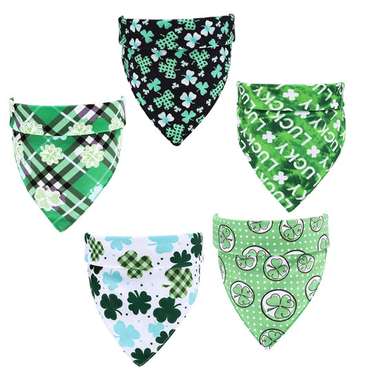 KFX-2883005 Soft Cotton Green Pet Scarf for Dogs and Cats - 48x48 cm, Neck Size 25-48 cm