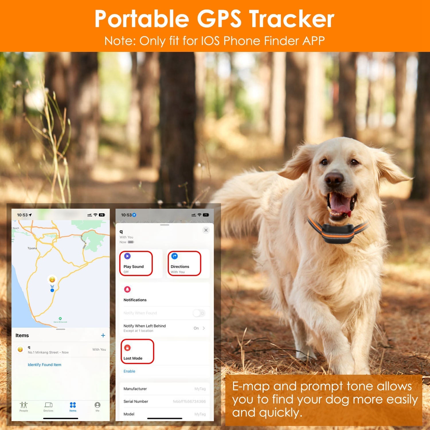 KFX-2884285 Wireless GPS Dog Fence Tracker with 2887FT Range, Waterproof Collar for Small to Large Dogs