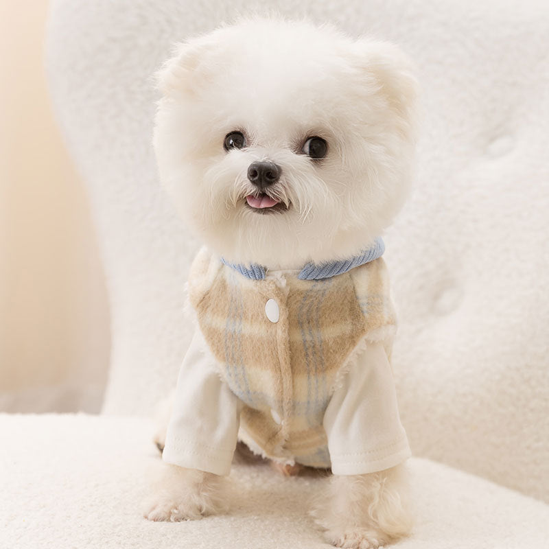 KFX-2885181 Chessboard Pattern Hooded Traction Vest for Pets - Autumn/Winter Apparel, Multiple Sizes Available