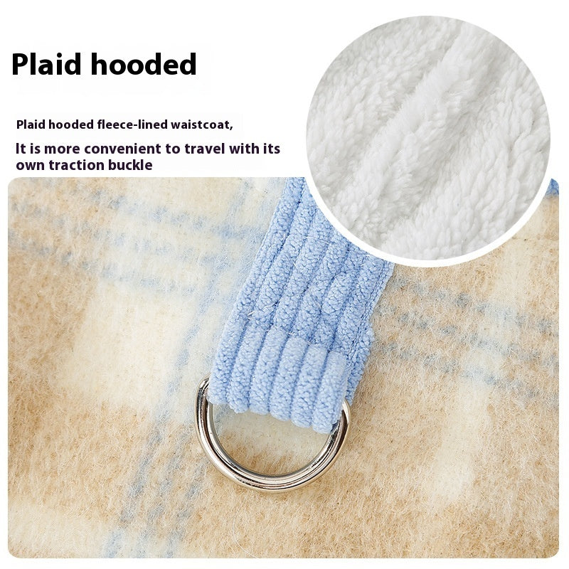 KFX-2885181 Chessboard Pattern Hooded Traction Vest for Pets - Autumn/Winter Apparel, Multiple Sizes Available