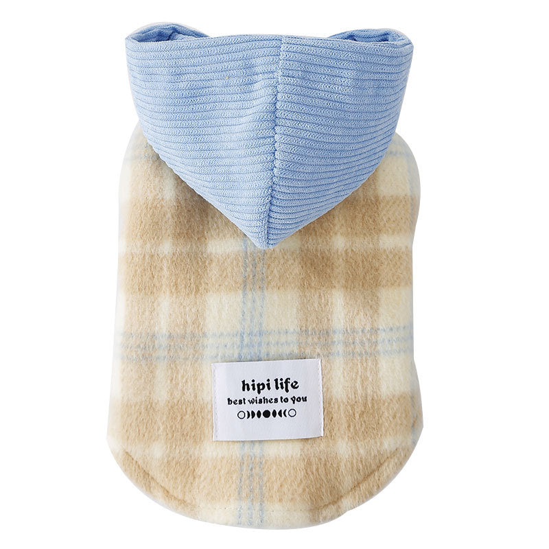 KFX-2885181 Chessboard Pattern Hooded Traction Vest for Pets - Autumn/Winter Apparel, Multiple Sizes Available