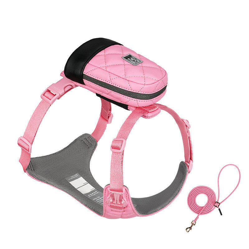 KFX-2886205 Soft Polyester Dog Chest Strap with Lead Rope for Small Breeds in Multiple Colors