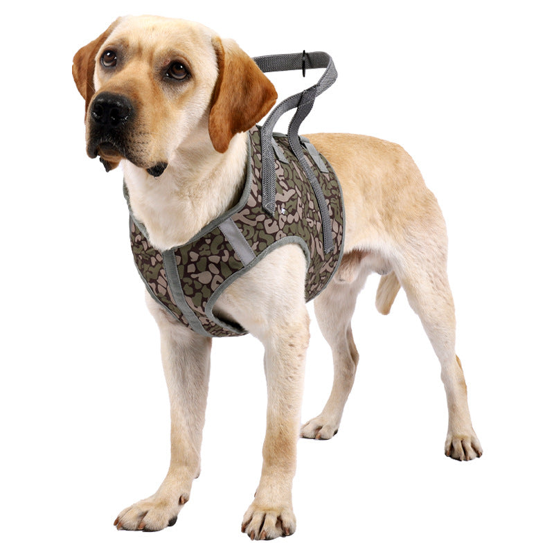 KFX-2887869 Adjustable Camouflage Dog Chest Strap with Hand Holding Rope for Medium Dogs