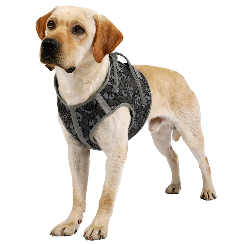 KFX-2887869 Adjustable Camouflage Dog Chest Strap with Hand Holding Rope for Medium Dogs
