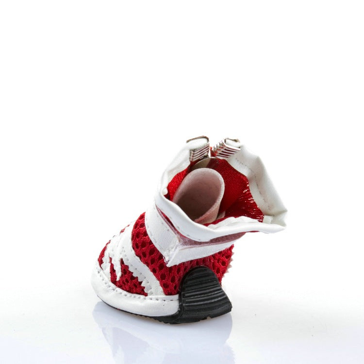 KFX-2891197 Breathable Mesh Dog Shoes - 4 Pack Set in Blue, Red, and Pink, Various Sizes