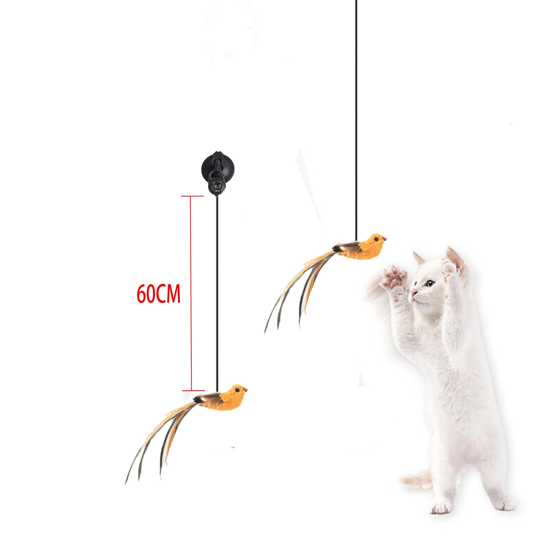 KFX-2891837 Interactive Automatic Lifting Cat Teaser Toy with Feather and Puzzle Design