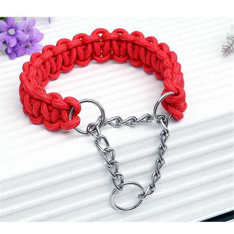 KFX-2892349 Durable Nylon Chain Collar for Medium and Large Dogs with Colorful Design