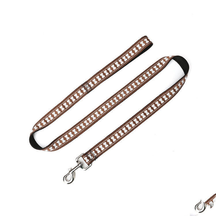 KFX-2894141 Dog Leash - Character Bone Nylon Traction Belt, 2.5 x 120CM, Available in Multiple Colors