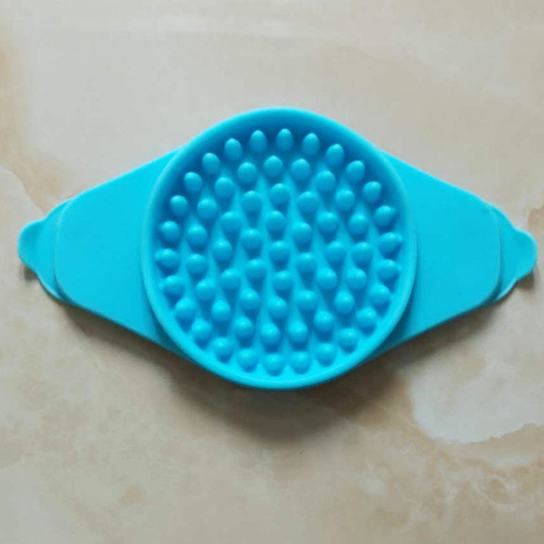 KFX-2894525 Sucker Slow Food Bowl - Blue Food Grade Silicone Eating Aid for Slow Feeding and Easy Bathing