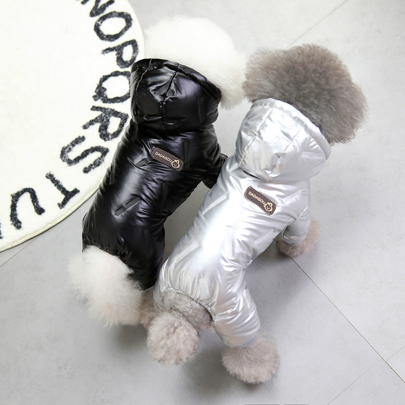 KFX-2894909 Waterproof Padded Jacket for Dogs - Black & Silver, Sizes S to XXL