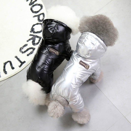 KFX-2894909 Waterproof Padded Jacket for Dogs - Black & Silver, Sizes S to XXL