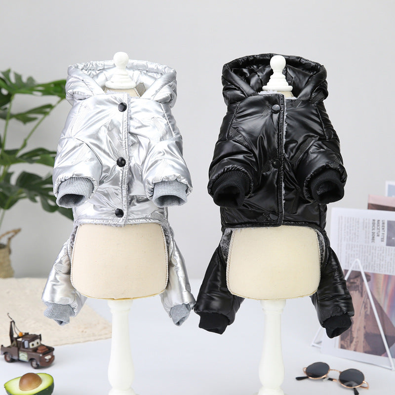 KFX-2894909 Waterproof Padded Jacket for Dogs - Black & Silver, Sizes S to XXL