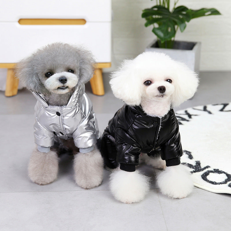 KFX-2894909 Waterproof Padded Jacket for Dogs - Black & Silver, Sizes S to XXL