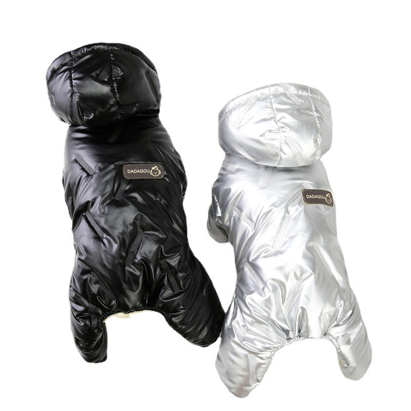 KFX-2894909 Waterproof Padded Jacket for Dogs - Black & Silver, Sizes S to XXL
