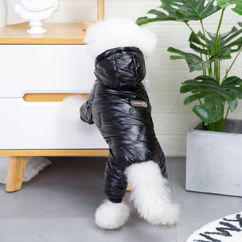 KFX-2894909 Waterproof Padded Jacket for Dogs - Black & Silver, Sizes S to XXL