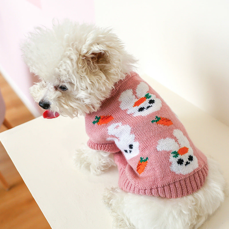 KFX-2898109 Bowknot Knit Sweater for Dogs and Cats - Winter Stylish Pet Costume in Various Colors and Patterns