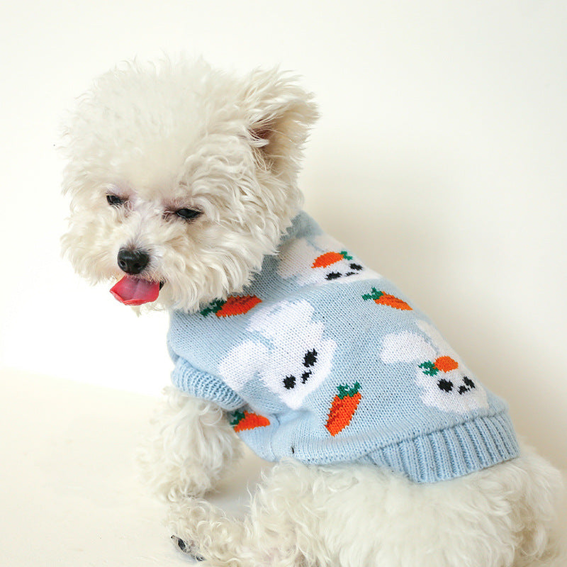 KFX-2898109 Bowknot Knit Sweater for Dogs and Cats - Winter Stylish Pet Costume in Various Colors and Patterns