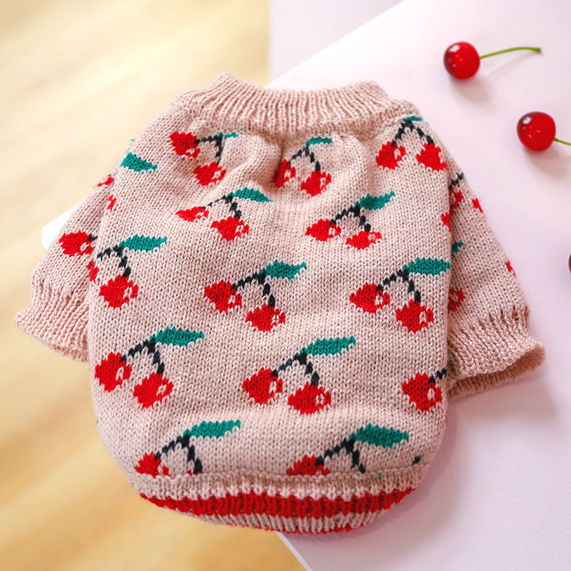 KFX-2898109 Bowknot Knit Sweater for Dogs and Cats - Winter Stylish Pet Costume in Various Colors and Patterns