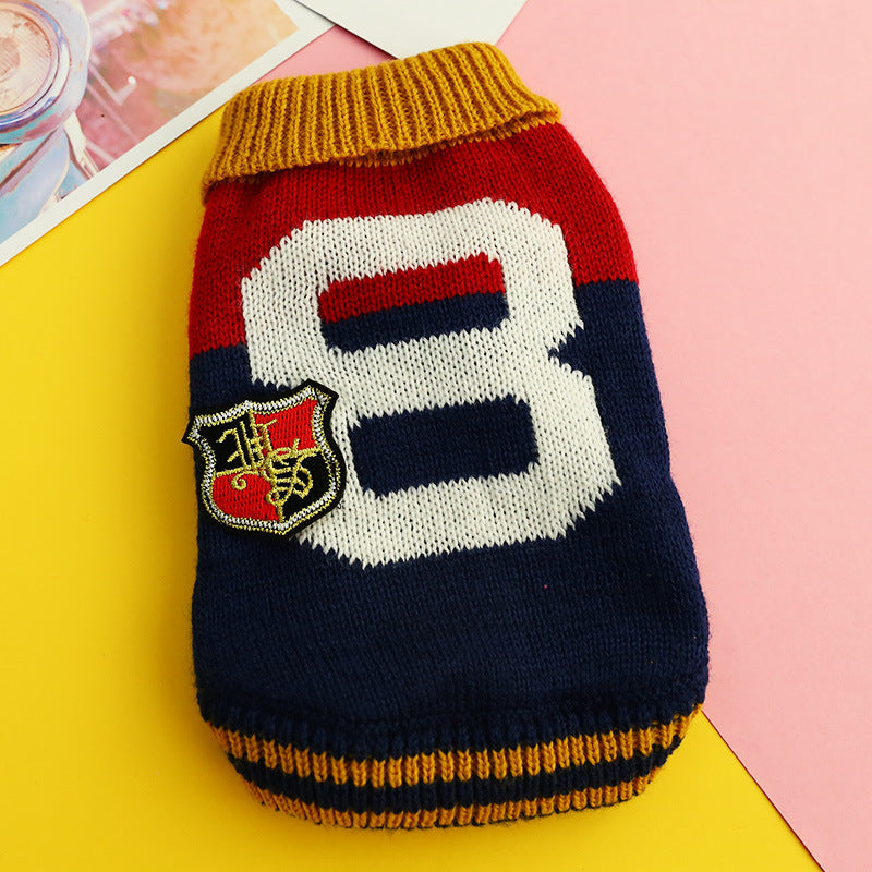 KFX-2898109 Bowknot Knit Sweater for Dogs and Cats - Winter Stylish Pet Costume in Various Colors and Patterns