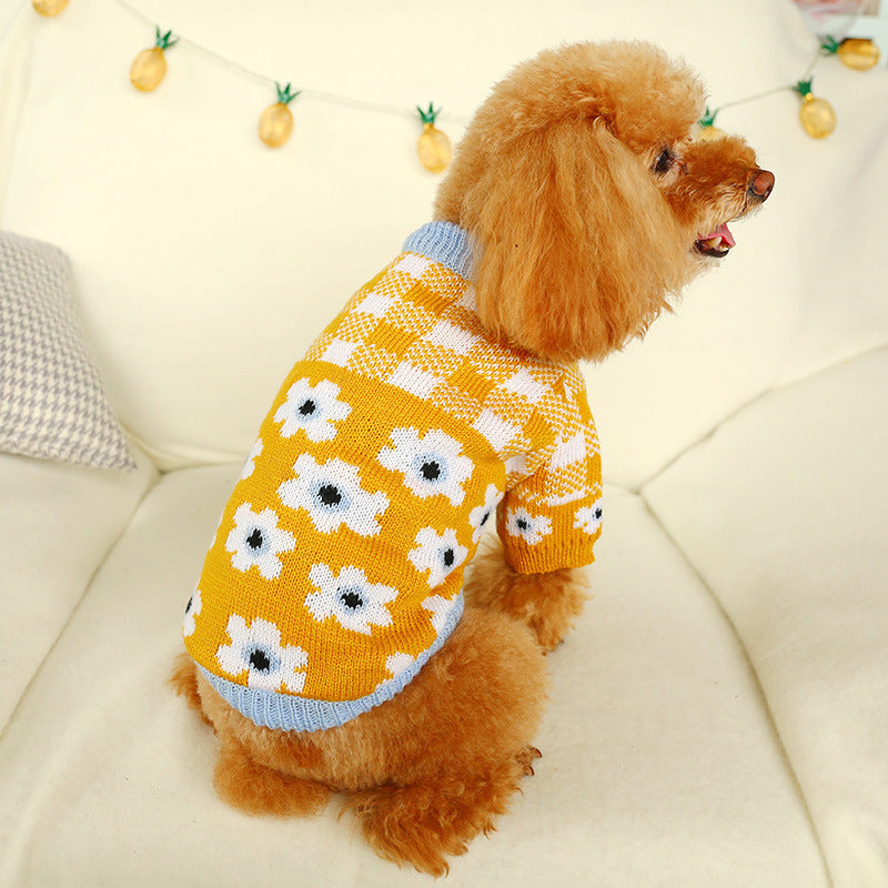 KFX-2898109 Bowknot Knit Sweater for Dogs and Cats - Winter Stylish Pet Costume in Various Colors and Patterns
