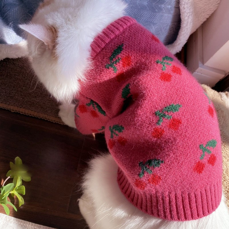 KFX-2898109 Bowknot Knit Sweater for Dogs and Cats - Winter Stylish Pet Costume in Various Colors and Patterns
