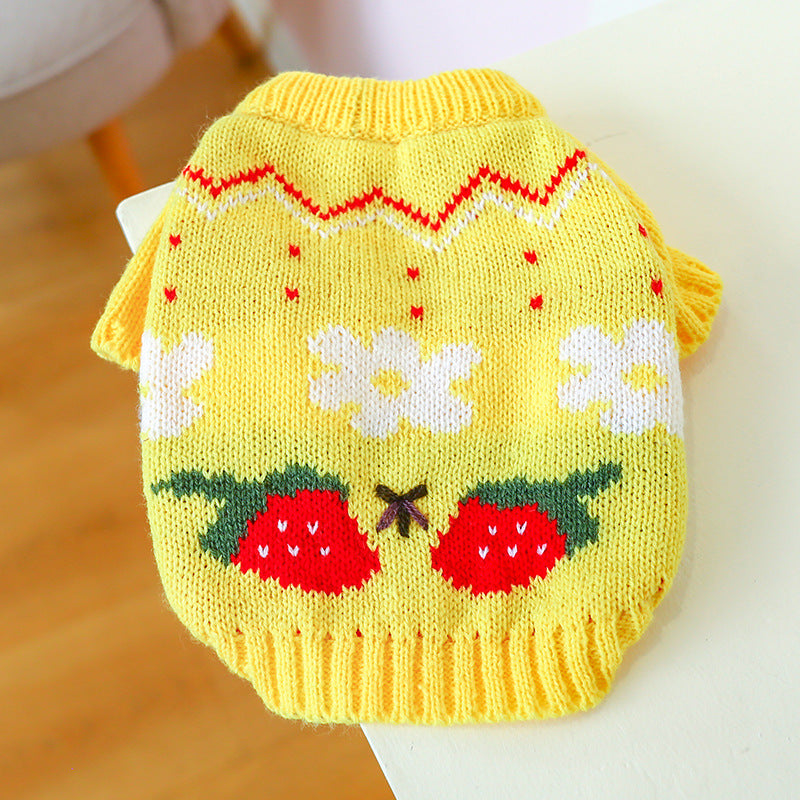 KFX-2898109 Bowknot Knit Sweater for Dogs and Cats - Winter Stylish Pet Costume in Various Colors and Patterns