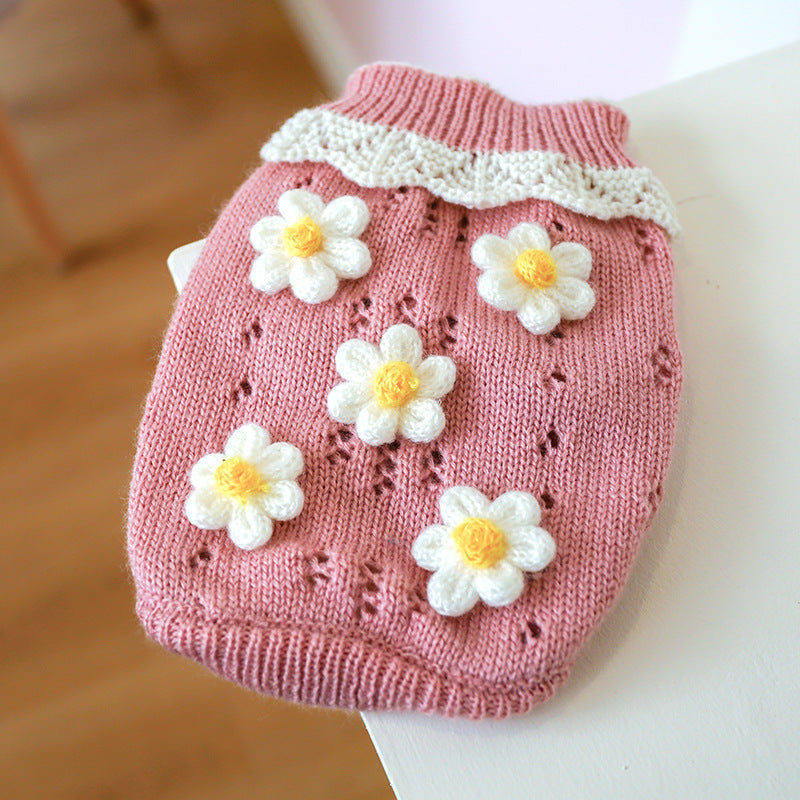 KFX-2898109 Bowknot Knit Sweater for Dogs and Cats - Winter Stylish Pet Costume in Various Colors and Patterns