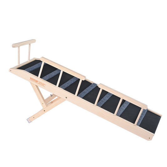 KFX-2898493 Adjustable Folding Dog Ramp with Non-Slip Surface for Pets Up to 250 lbs, 6 Height Settings, Ideal for Beds, Sofas, and Cars