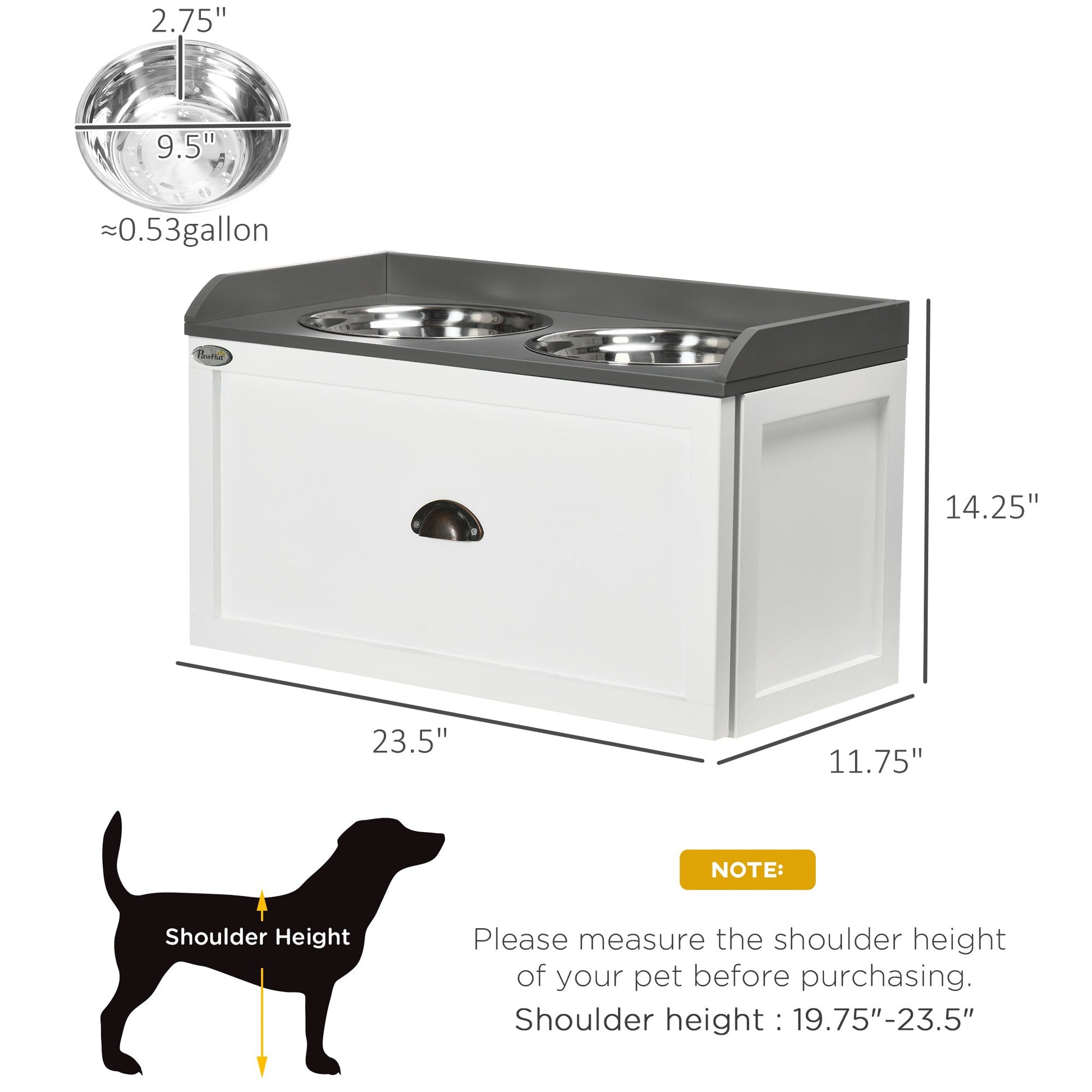 KFX-2900285 Elevated Pet Feeding Station with Storage Compartment for Large Dogs