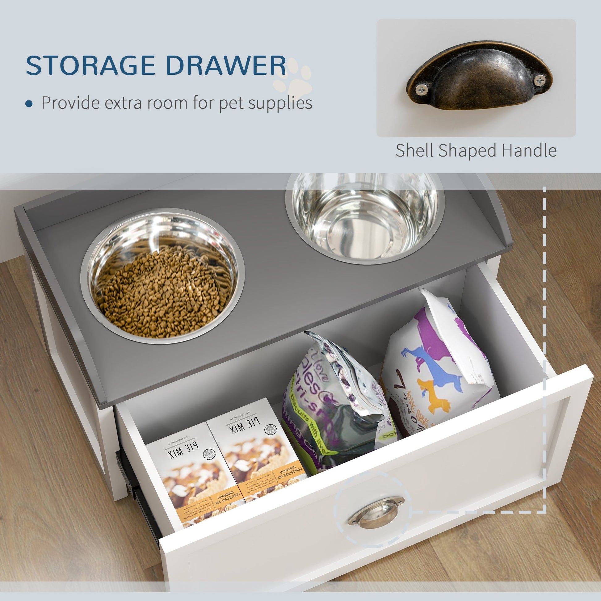 KFX-2900285 Elevated Pet Feeding Station with Storage Compartment for Large Dogs