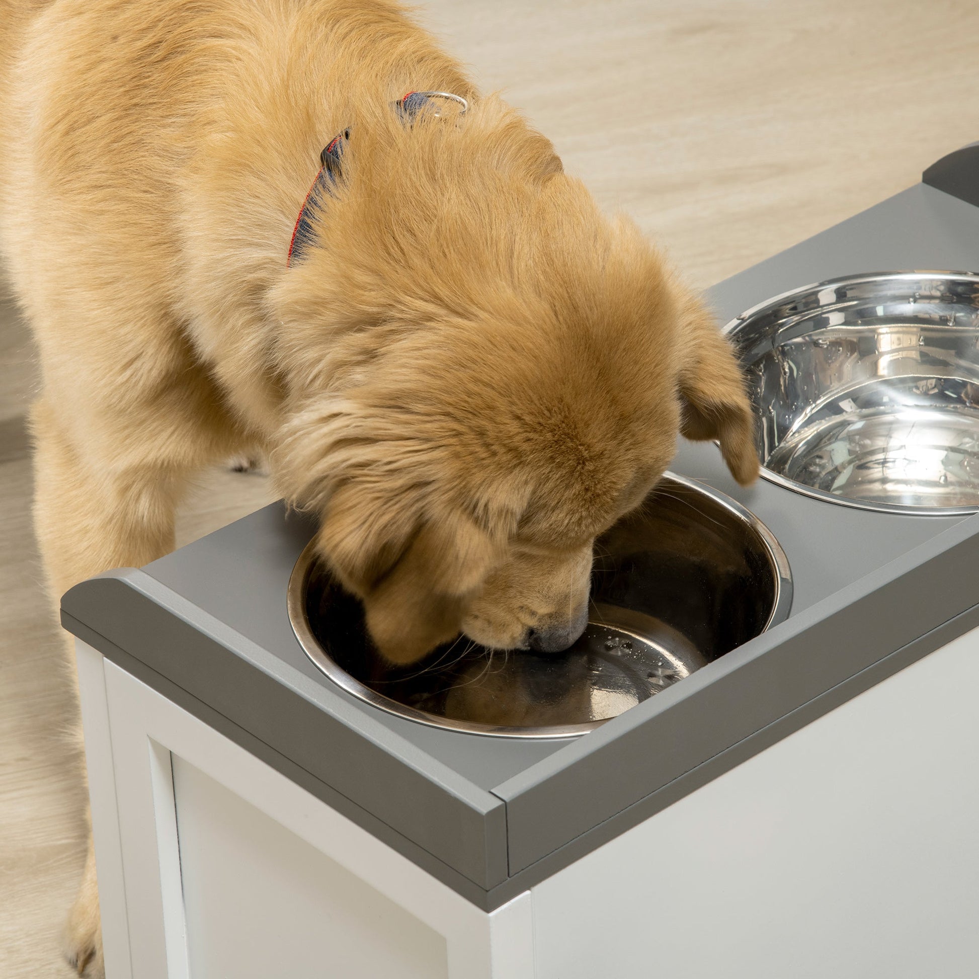 KFX-2900285 Elevated Pet Feeding Station with Storage Compartment for Large Dogs