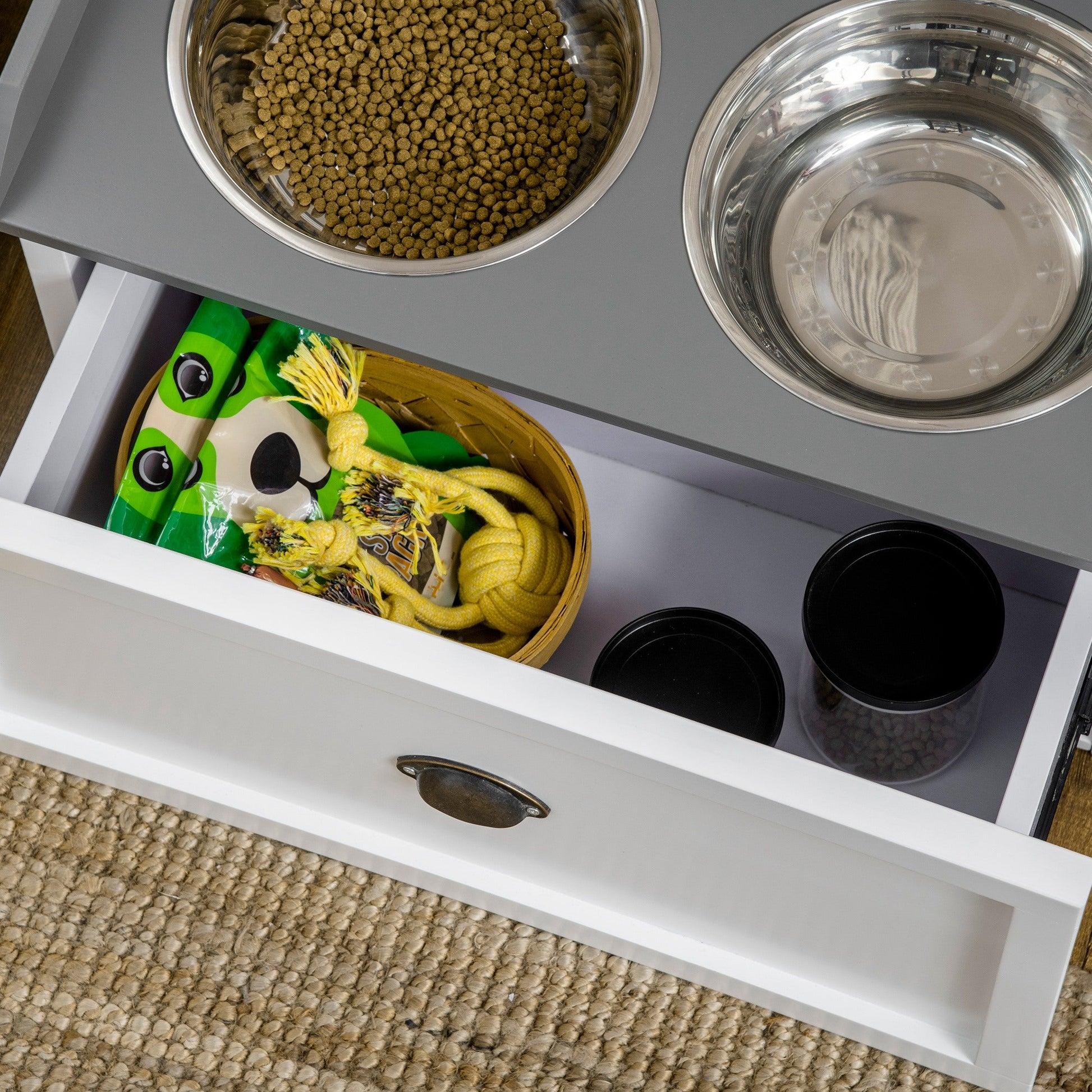 KFX-2900285 Elevated Pet Feeding Station with Storage Compartment for Large Dogs
