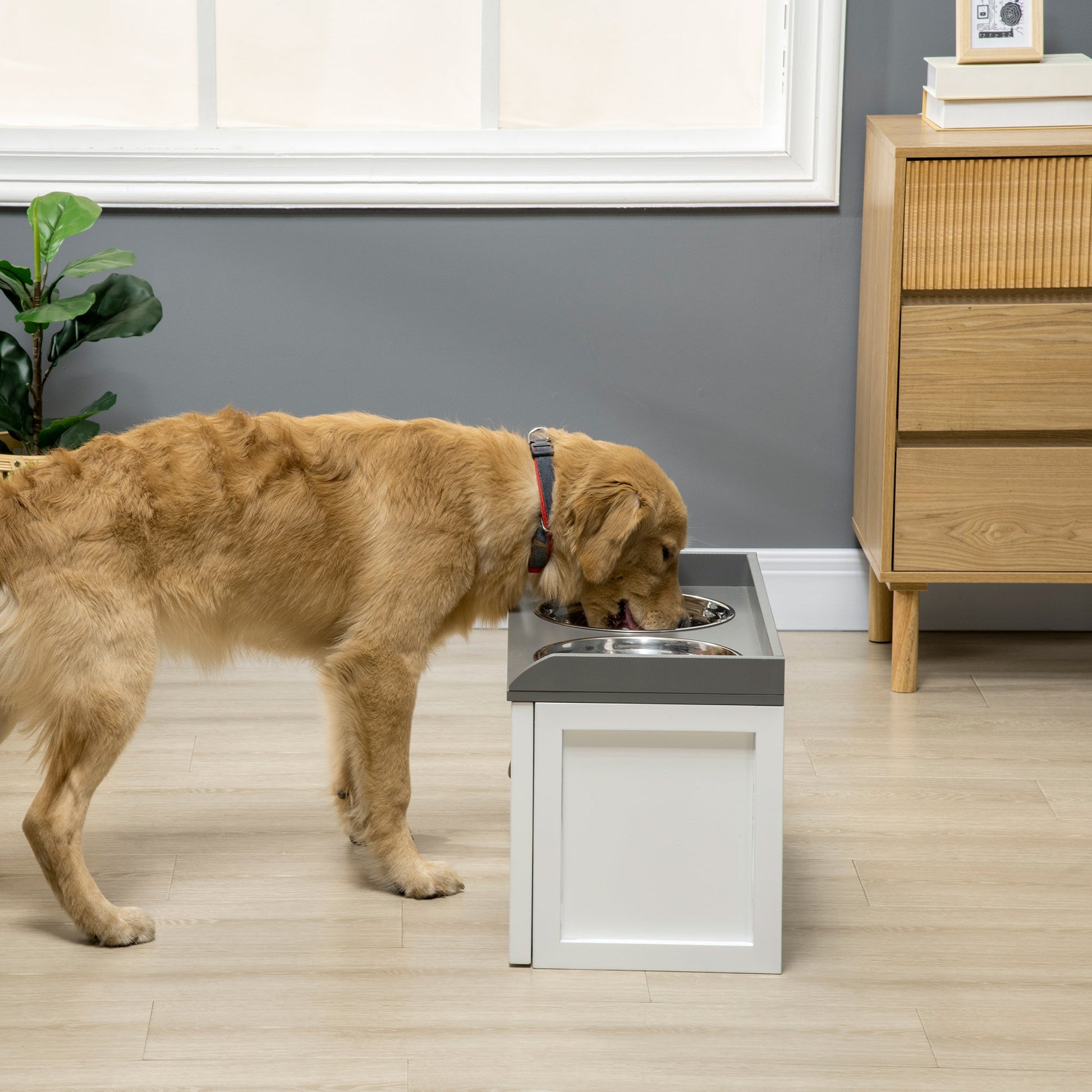 KFX-2900285 Elevated Pet Feeding Station with Storage Compartment for Large Dogs