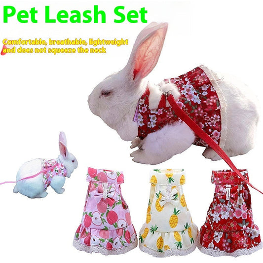KFX-2901565 Rabbit and Small Animal Rope Chest Back Lace Skirt with Strap and Traction Rope
