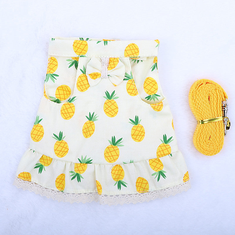KFX-2901565 Rabbit and Small Animal Rope Chest Back Lace Skirt with Strap and Traction Rope