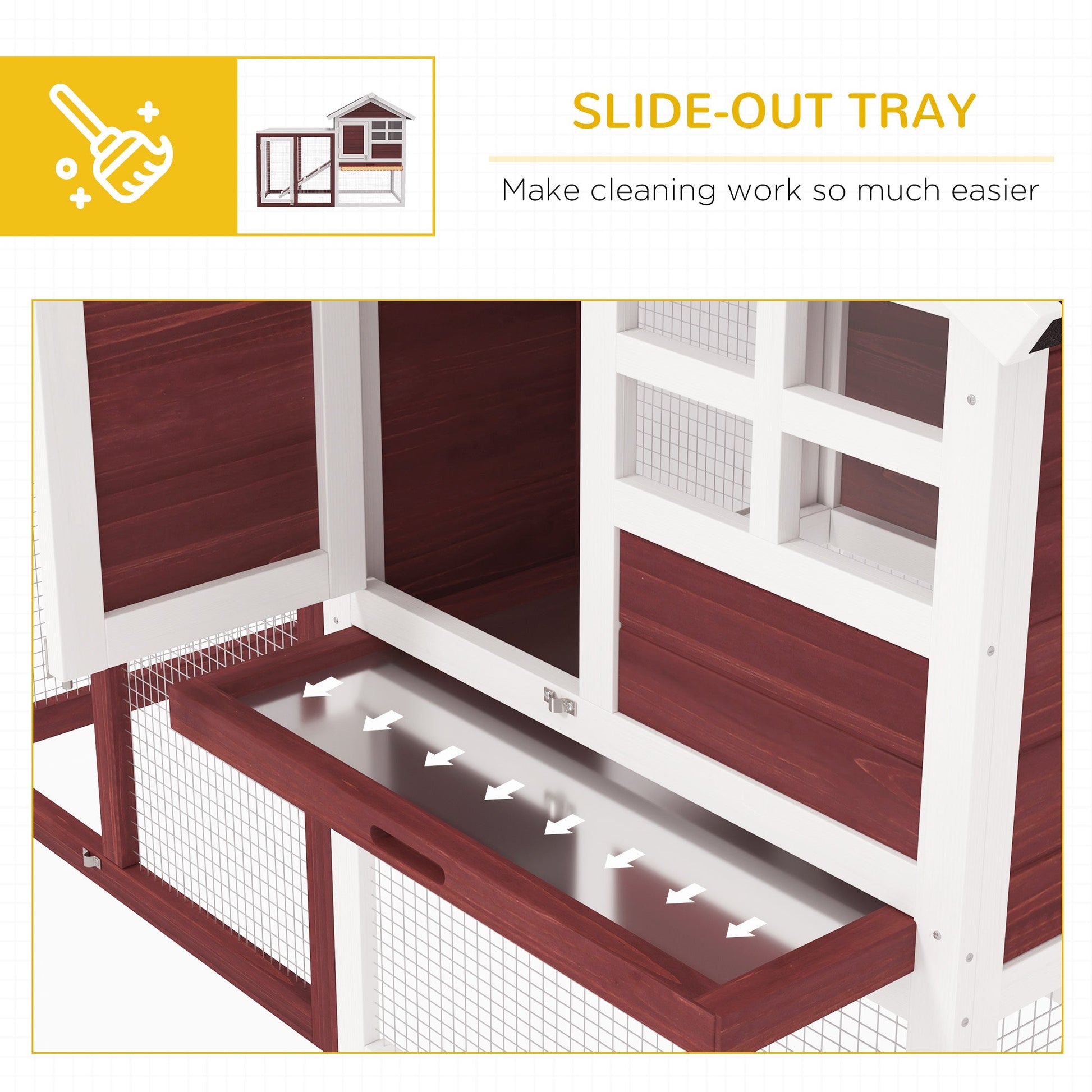 KFX-2903741 48" Outdoor Indoor Rabbit Hutch with Waterproof Asphalt Roof and Easy Clean Tray
