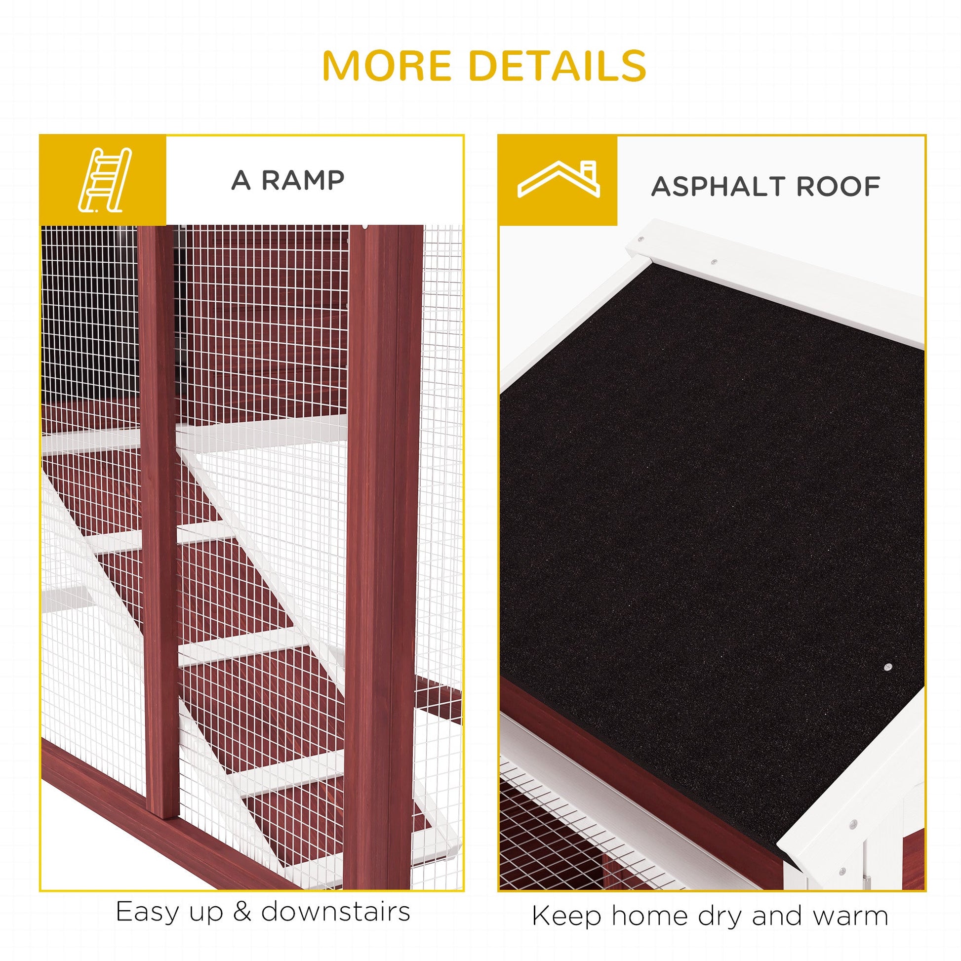 KFX-2903741 48" Outdoor Indoor Rabbit Hutch with Waterproof Asphalt Roof and Easy Clean Tray