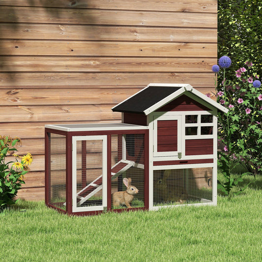 KFX-2903741 48" Outdoor Indoor Rabbit Hutch with Waterproof Asphalt Roof and Easy Clean Tray