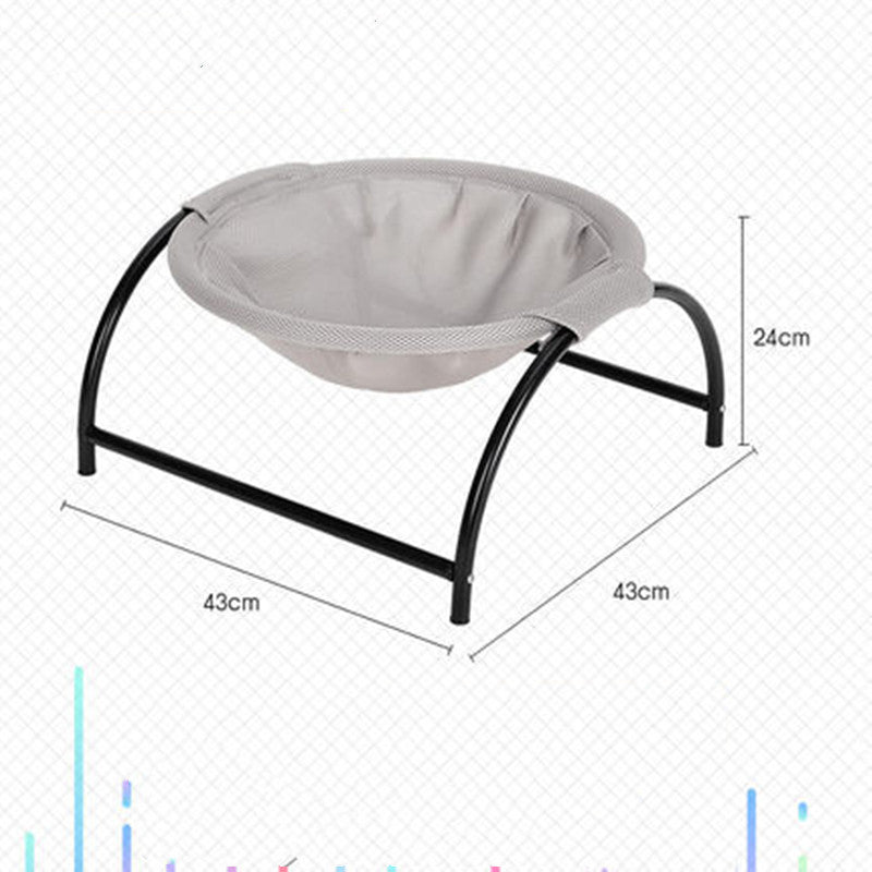 KFX-2904125 Breathable Pet Camping Bed - Pink & Gray Hammock Design, Durable Polyester Fiber and Reinforced Nylon, Size 43*43*24cm