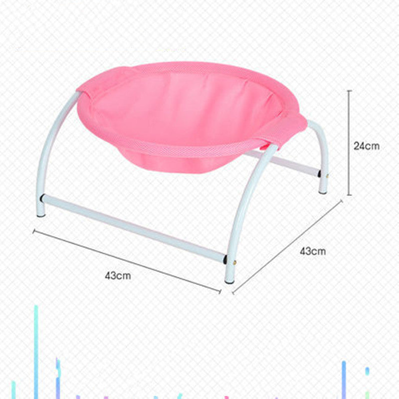 KFX-2904125 Breathable Pet Camping Bed - Pink & Gray Hammock Design, Durable Polyester Fiber and Reinforced Nylon, Size 43*43*24cm