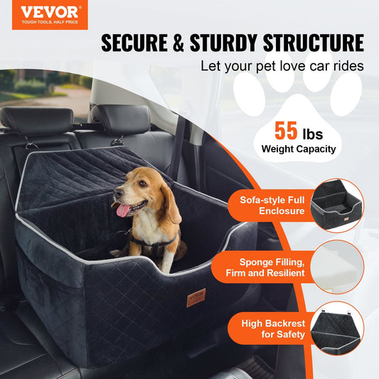 KFX-2904893 Dog Booster Car Seat for Medium to Large Dogs Up to 55 lbs, Comfortable with Removable Pad, Easy Installation, Black