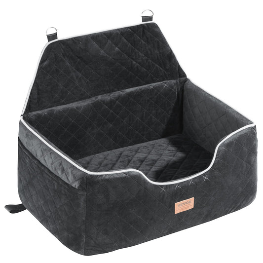 KFX-2904893 Dog Booster Car Seat for Medium to Large Dogs Up to 55 lbs, Comfortable with Removable Pad, Easy Installation, Black