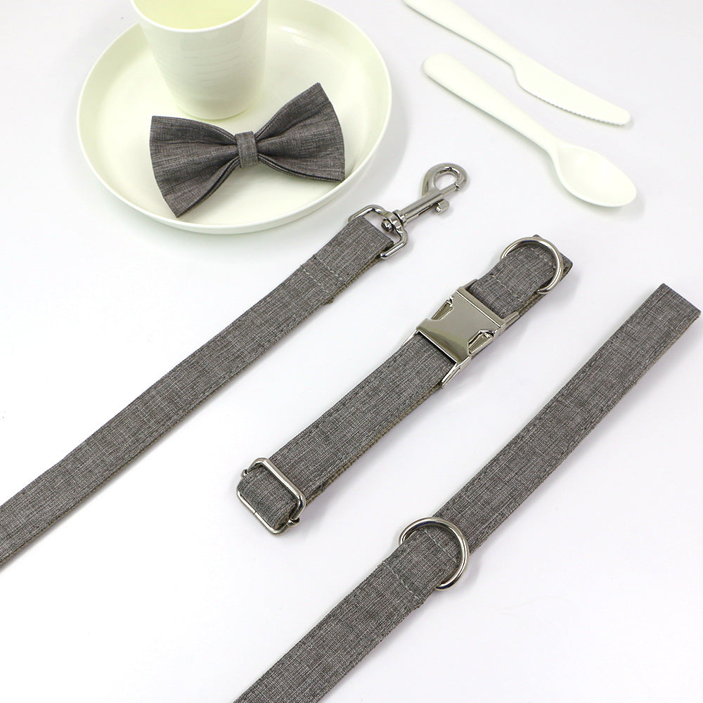 KFX-2907837 Gentleman Gray Outdoor Dog Collar and Leash Set, Polyester Material, Multiple Sizes Available