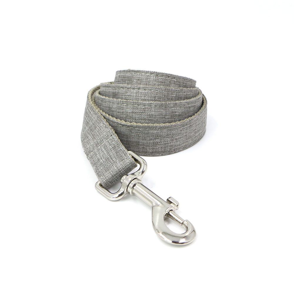 KFX-2907837 Gentleman Gray Outdoor Dog Collar and Leash Set, Polyester Material, Multiple Sizes Available