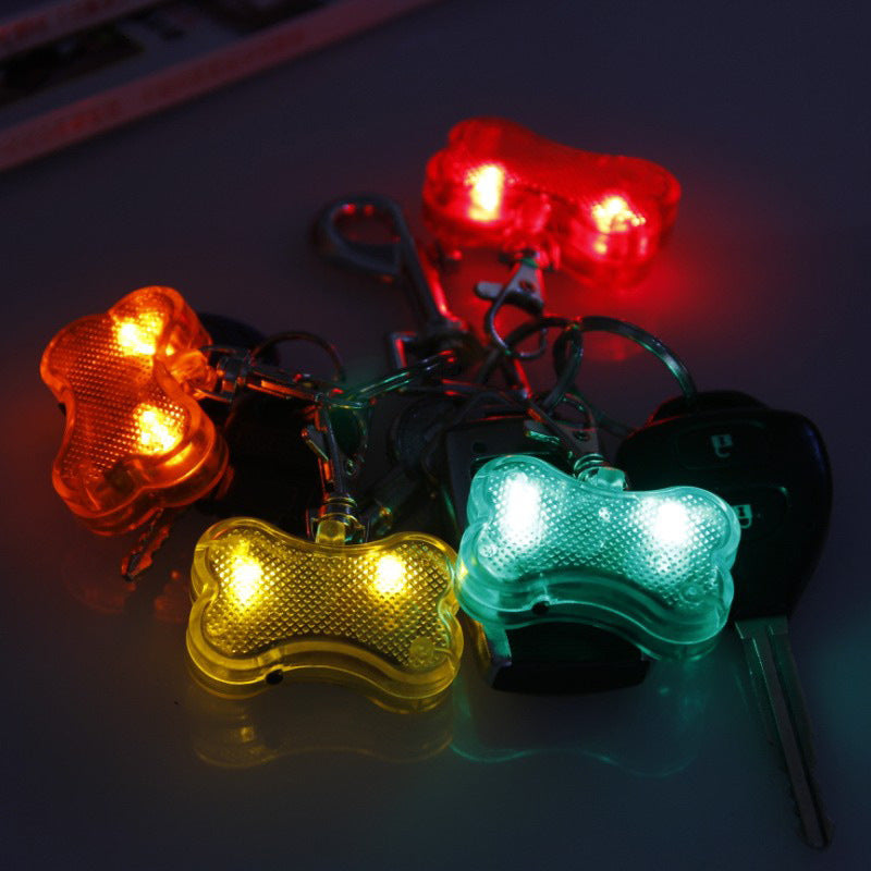 KFX-2908477 LED Bone-Shaped Pet ID Tag Collar Pendant with Custom Name Tag for Safety in Low Light